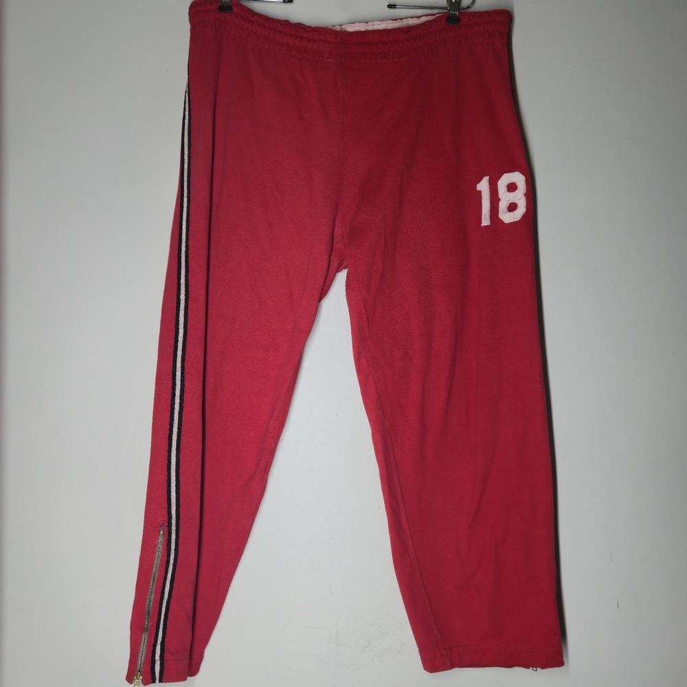 True Vintage 1950s Russell Sweatpants Red Size Large Sports #18 50s Stripe